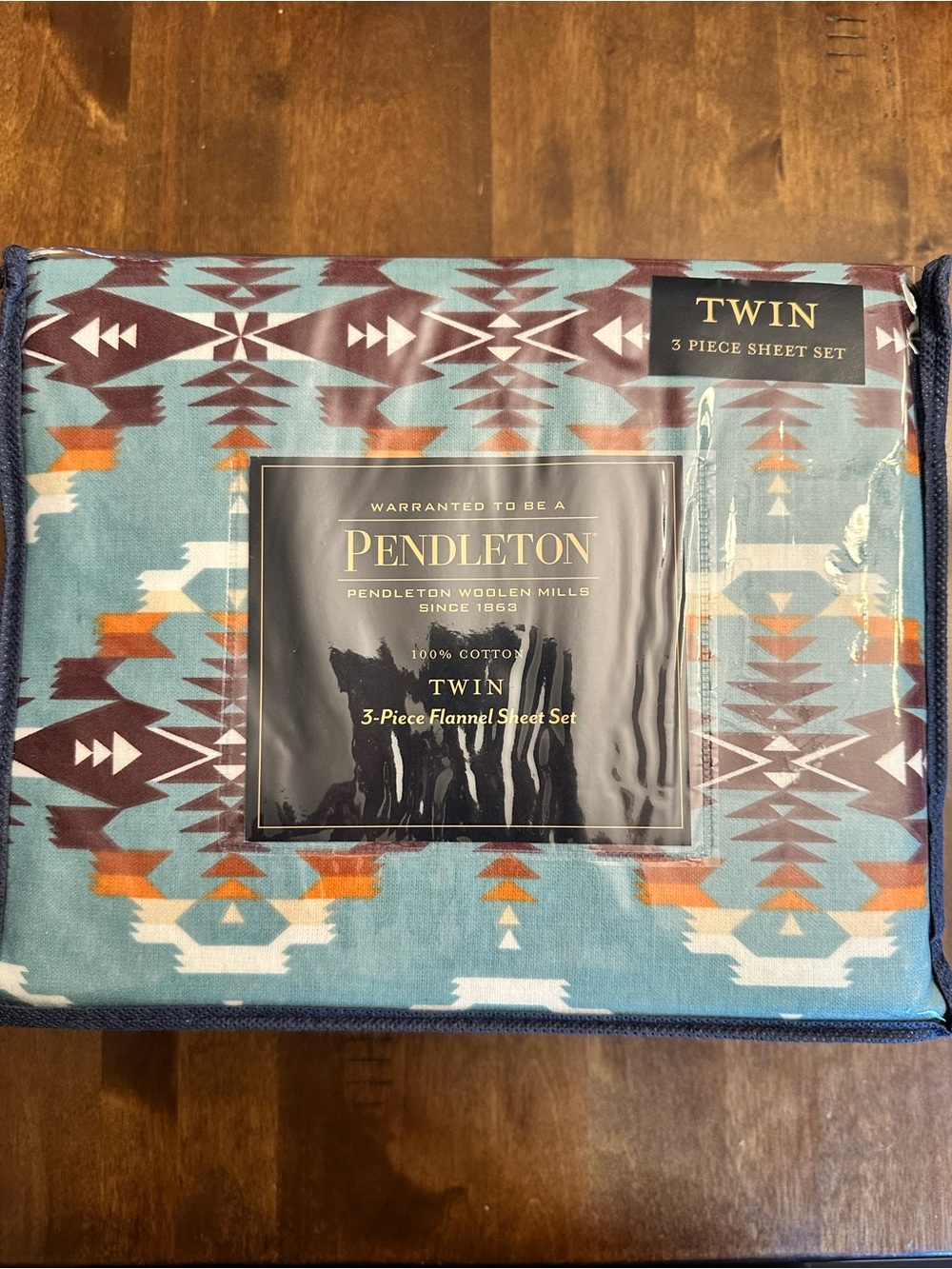 New Pendleton Twin 3 Piece Sheet Set Avra Valley Teal 100% Cotton